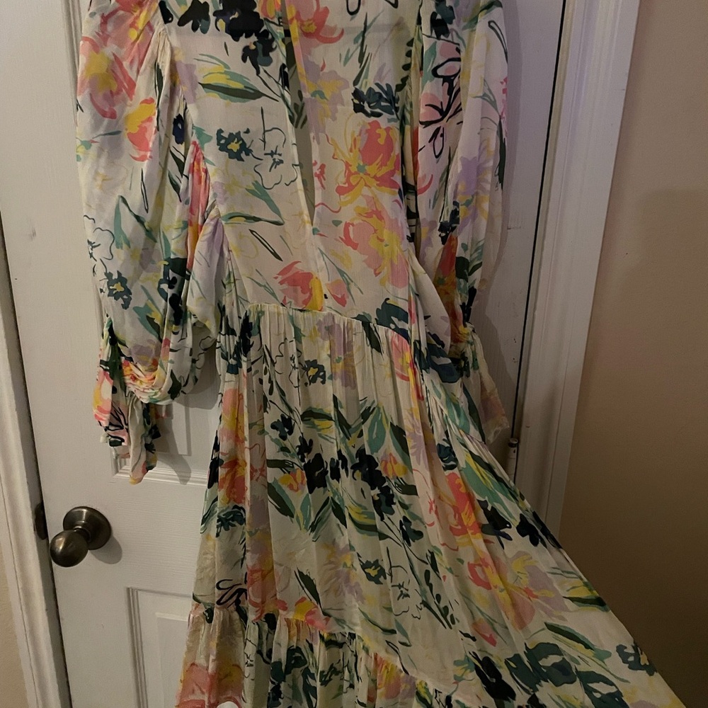 Ted Baker Orange Ruffled Tiered V-Neck Dress